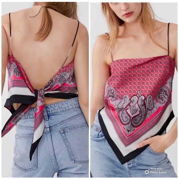 Zara Tops - Zara Bandana Boho Paisley Scarf Top